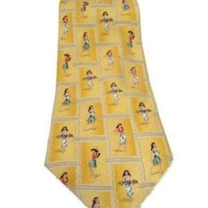 Tommy Bahama Yellow Hawaiian Hula Girl Neck Tie